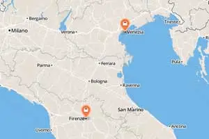 Tren Florencia Venecia mapa