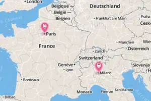 tren paris milan mapa
