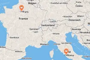 Tren Roma Paris mapa