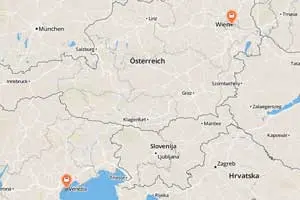 Tren Venecia Viena mapa